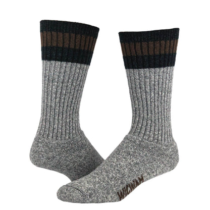 Merino Hiker Midweight Crew Sock - Brown full product perspective - made in The USA Wigwam Socks