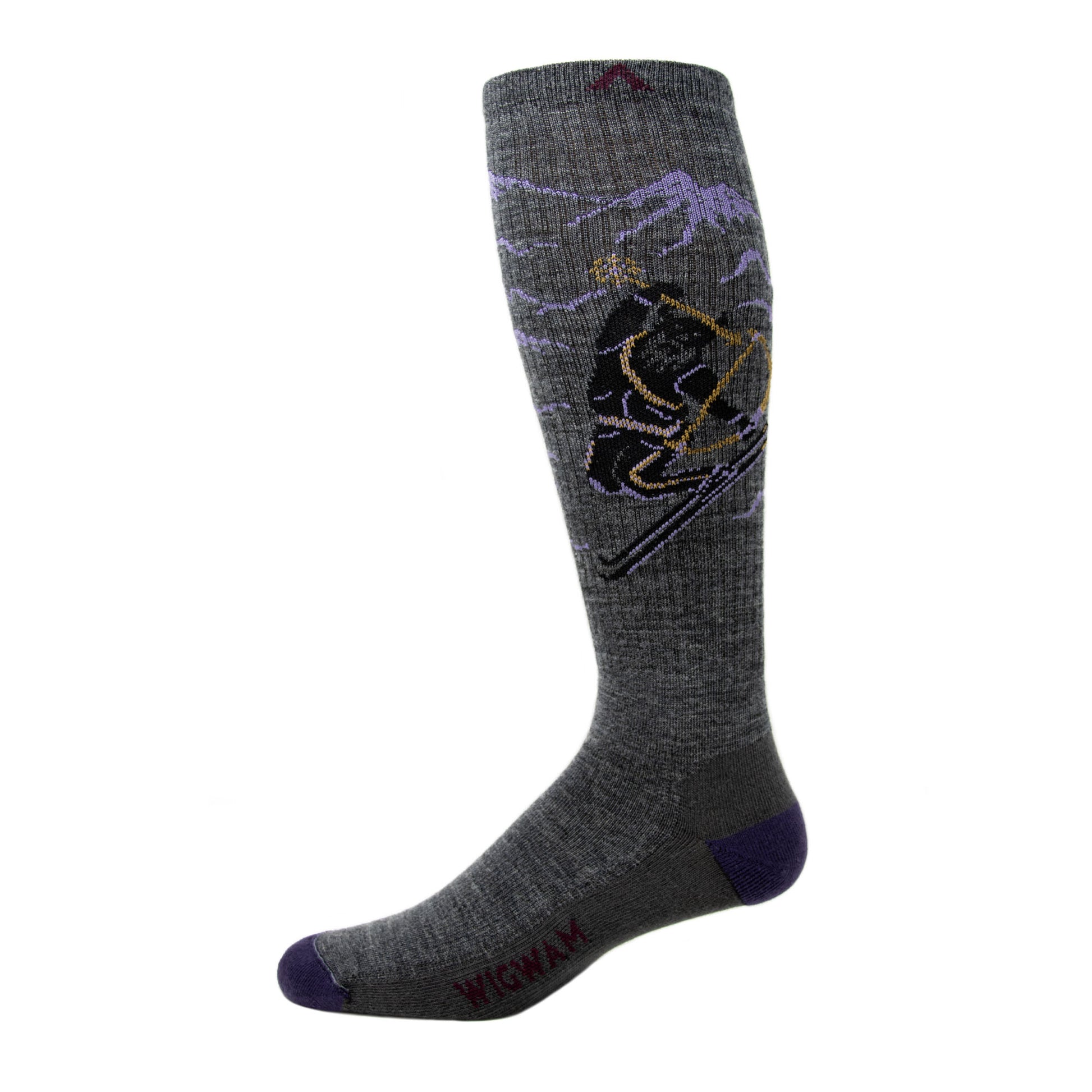 Ullr Lightweight OTC Lightweight Sock - charcoal side - made in The USA Wigwam Socks