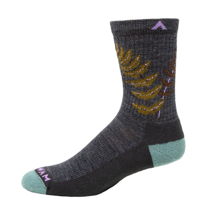 Fern Mid-Crew Lightweight Sock - Charcoal left side - made in The USA Wigwam Socks