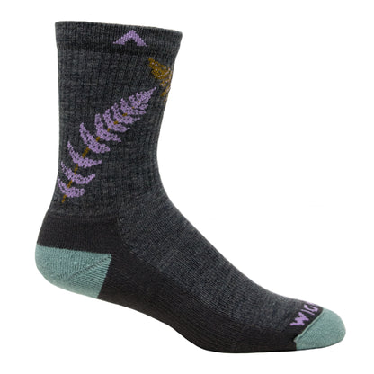 Fern Mid-Crew Lightweight Sock - Charcoal right side - made in The USA Wigwam Socks