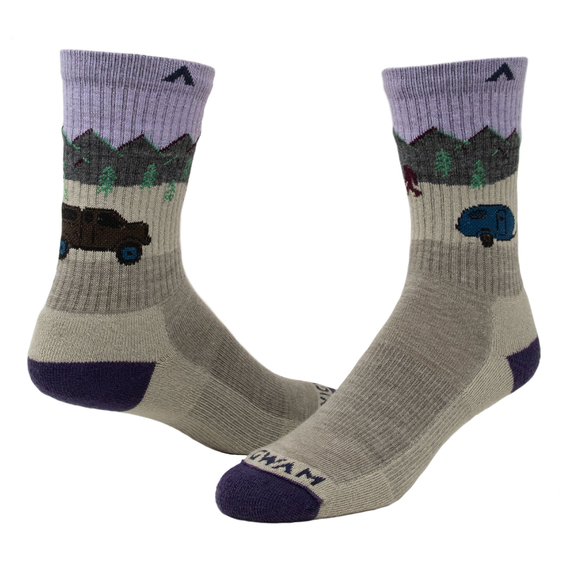 Campside Mid-Crew Lightweight Sock - Khaki full product - made in The USA Wigwam Socks