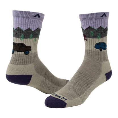 Campside Mid-Crew Lightweight Sock - Khaki full product - made in The USA Wigwam Socks