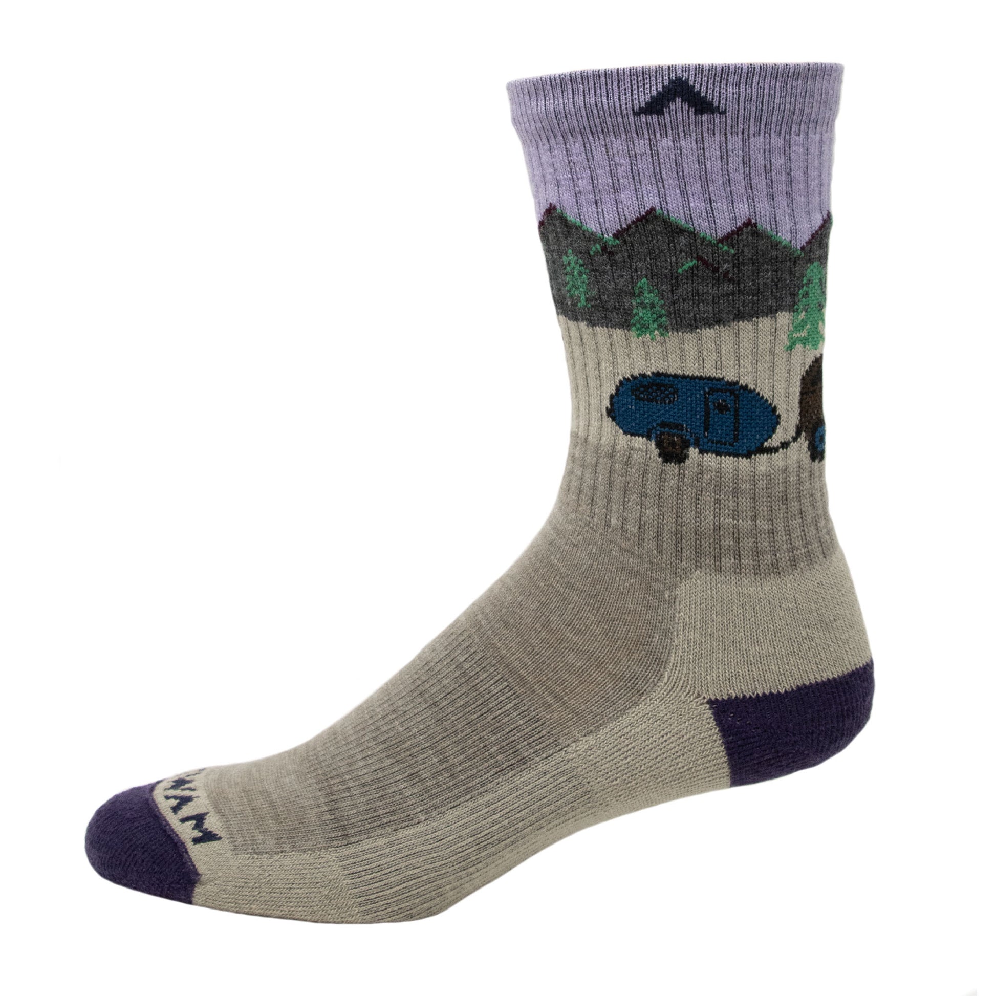 Campside Mid-Crew Lightweight Sock - Khaki right side - made in The USA Wigwam Socks