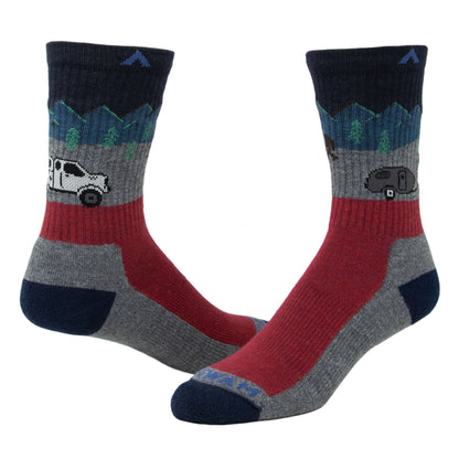 Campside Mid-Crew Lightweight Sock - Jester red full product - made in The USA Wigwam Socks