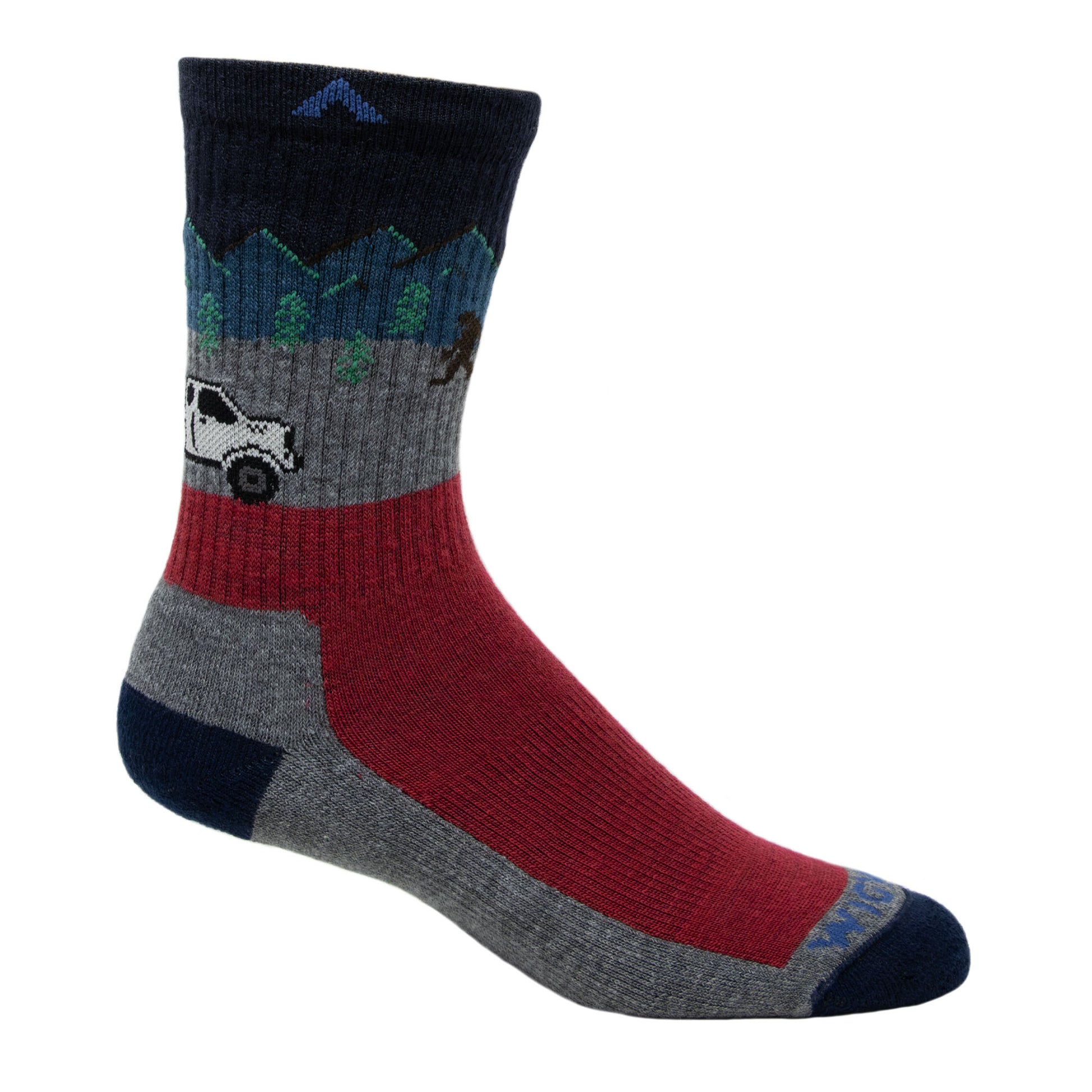 Campside Mid-Crew Lightweight Sock - Jester red left - made in The USA Wigwam Socks