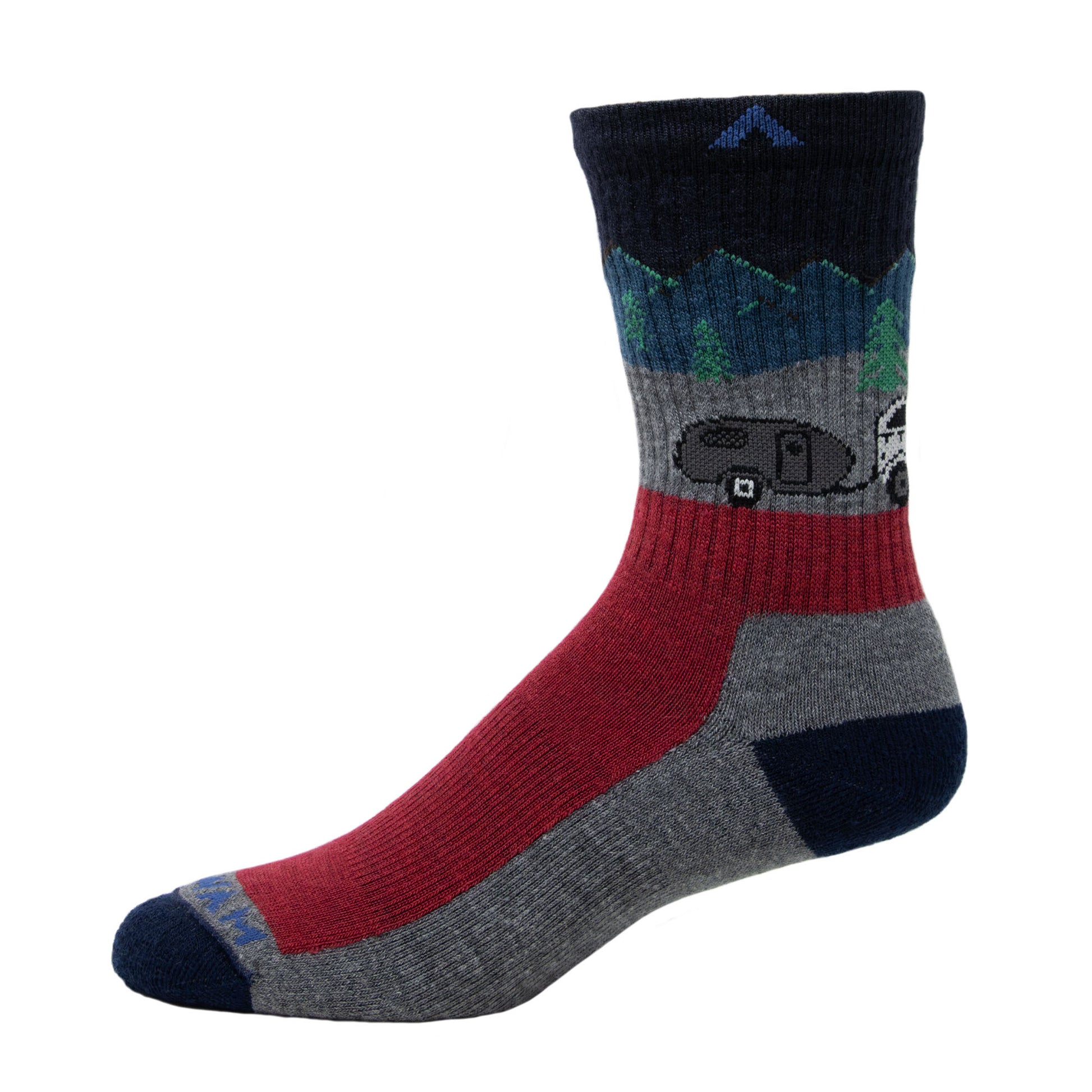 Campside Mid-Crew Lightweight Sock - Jester red right - made in The USA Wigwam Socks