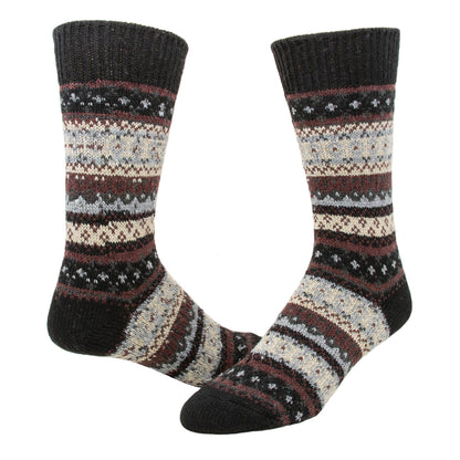 Fairisle Lightweight Crew Sock - Black full product perspective - made in The USA Wigwam Socks