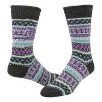 Fairisle Lightweight Crew Sock - Charcoal swatch - by Wigwam Socks