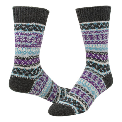 Fairisle Lightweight Crew Sock - Charcoal full product perspective - made in The USA Wigwam Socks