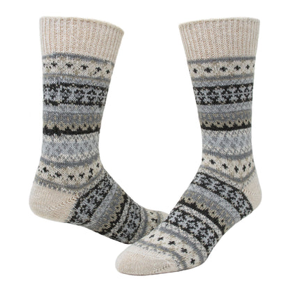 Fairisle Lightweight Crew Sock - Natural full product perspective - made in The USA Wigwam Socks
