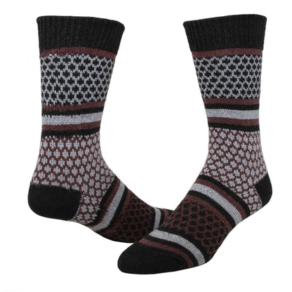 Waffle Lightweight Crew Sock - Black full product perspective - made in The USA Wigwam Socks