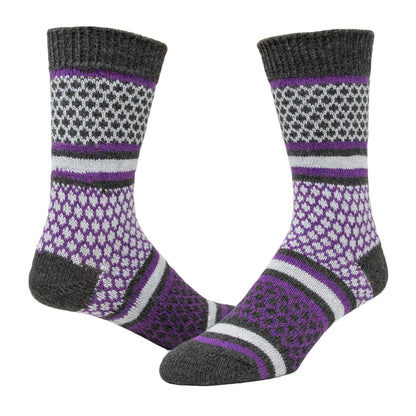 Waffle Lightweight Crew Sock - Charcoal full product perspective - made in The USA Wigwam Socks