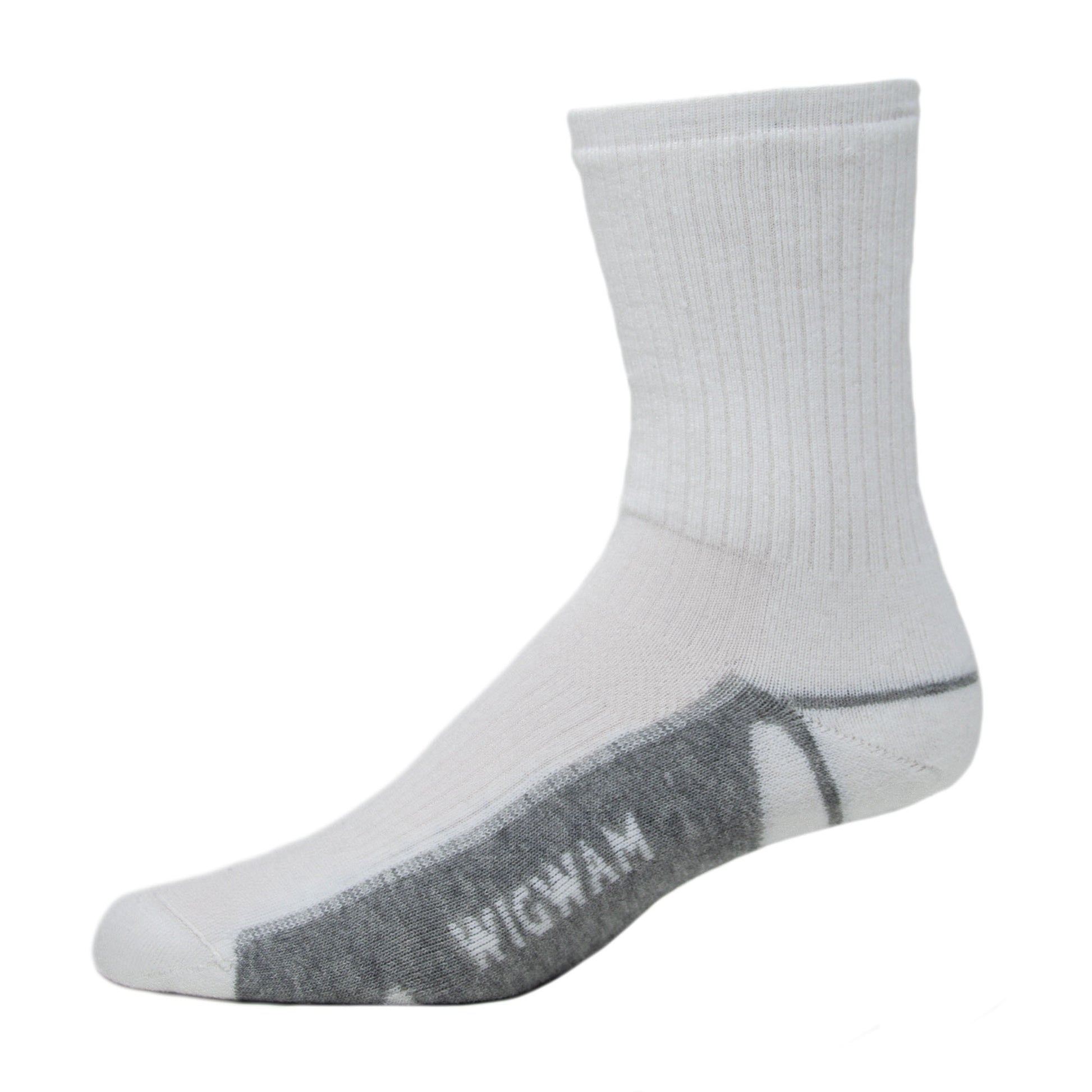 Thunder Mid-Crew Lightweight Sock - White side view - made in The USA Wigwam Socks