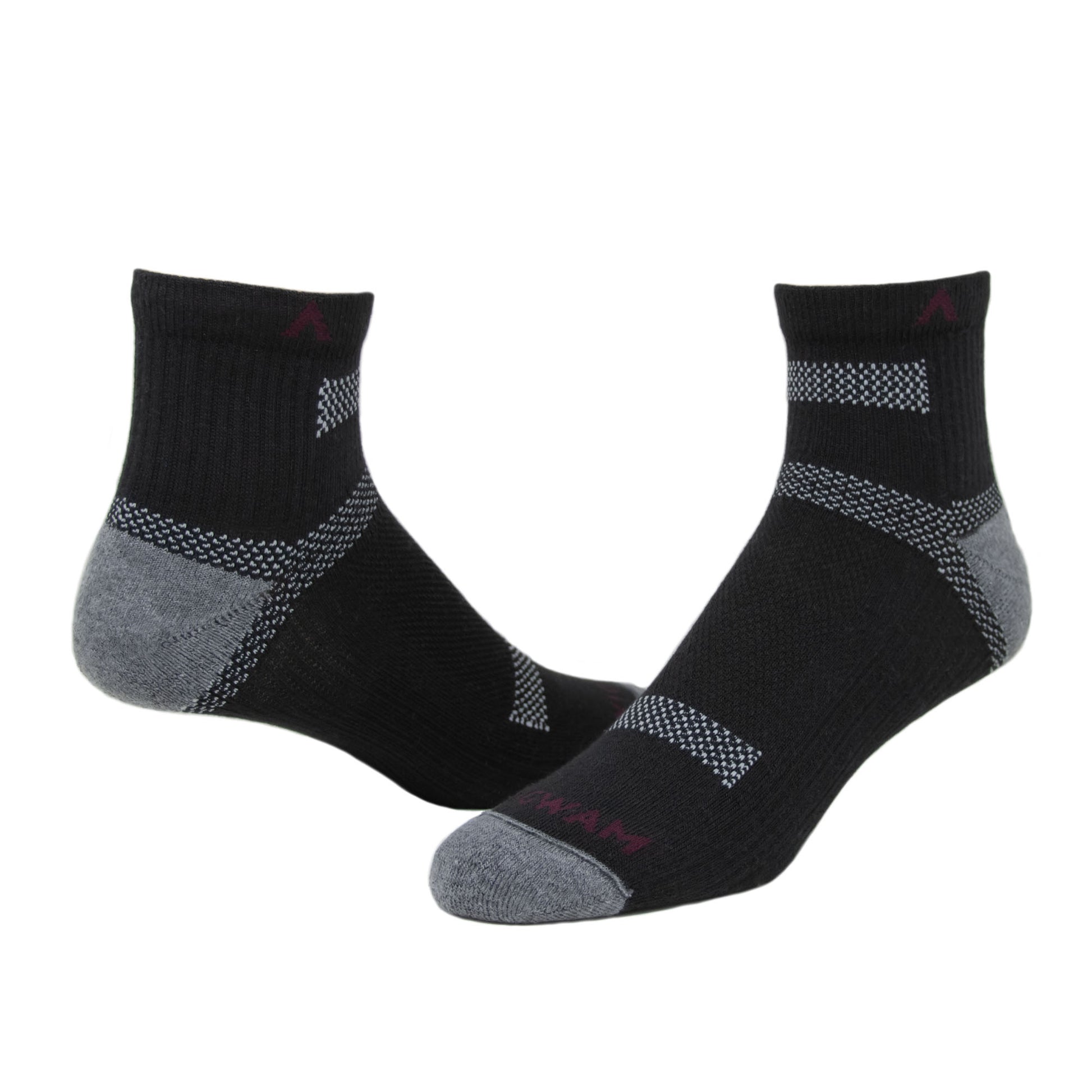 Ultra Cool-Lite Quarter Running Sock - Black full - made in The USA Wigwam Socks