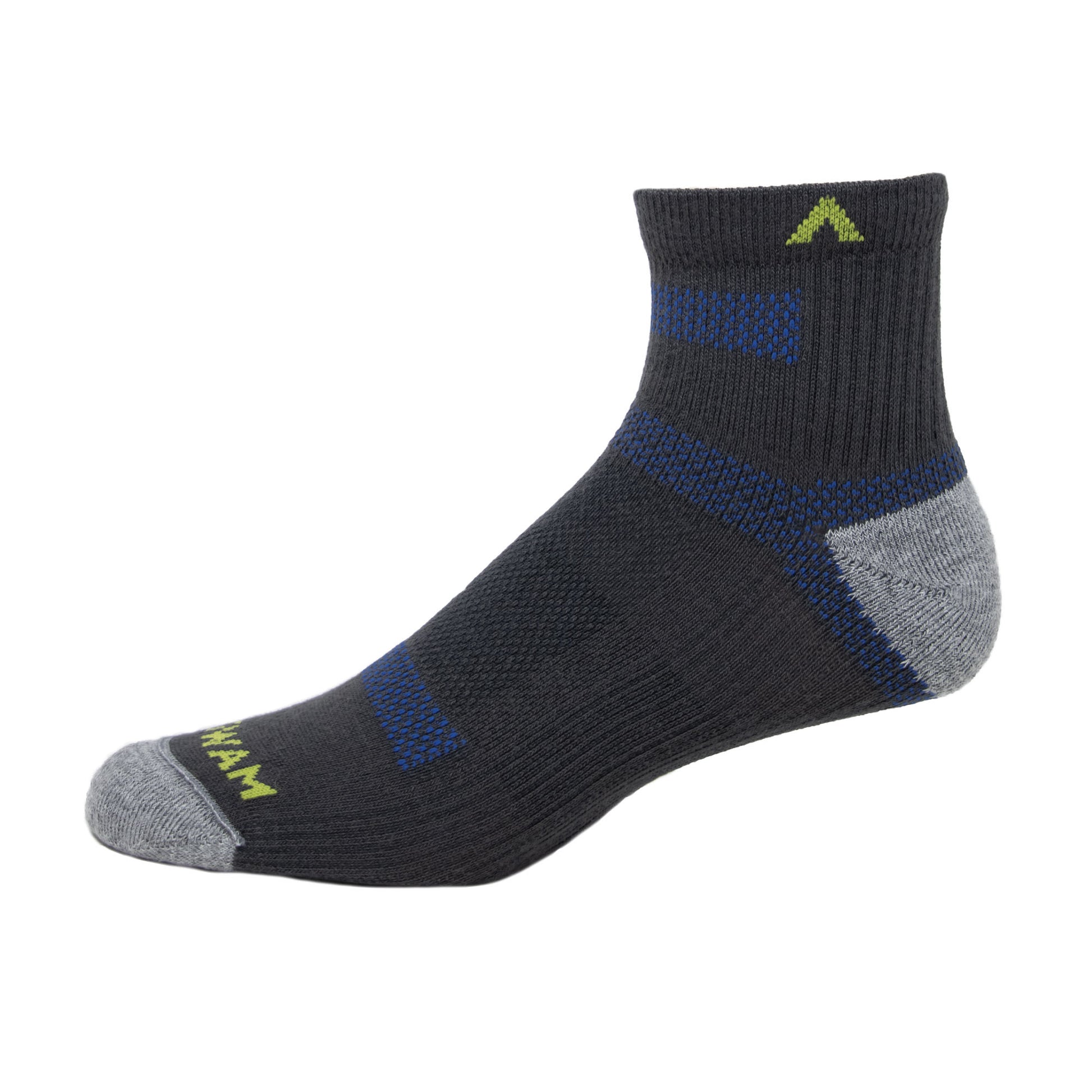 Ultra Cool-Lite Quarter Running Sock - charcoal side - made in The USA Wigwam Socks