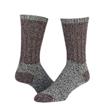 Ragg Twist Lightweight Everyday Crew Sock - Burgundy full product perspective - made in The USA Wigwam Socks