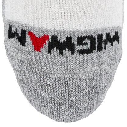 At Work Crew 3-Pack Cotton Socks - White/sweatshirt grey toe perspective - made in The USA Wigwam Socks
