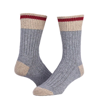 Throwback Stripe Crew Lightweight Everyday Sock - Red full product perspective - made in The USA Wigwam Socks