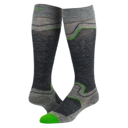 Snow Junkie Ultra Lightweight Over-The-Calf Sock - Charcoal full product - made in The USA Wigwam Socks