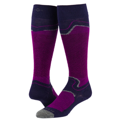 Snow Junkie Ultra Lightweight Over-The-Calf Sock - Hot Magenta full product - made in The USA Wigwam Socks