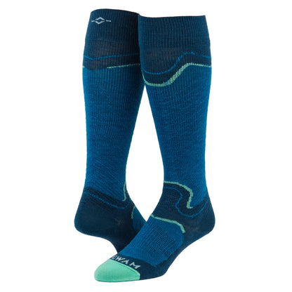 Snow Junkie Ultra Lightweight Over-The-Calf Sock - Seaport Full product - made in The USA Wigwam Socks