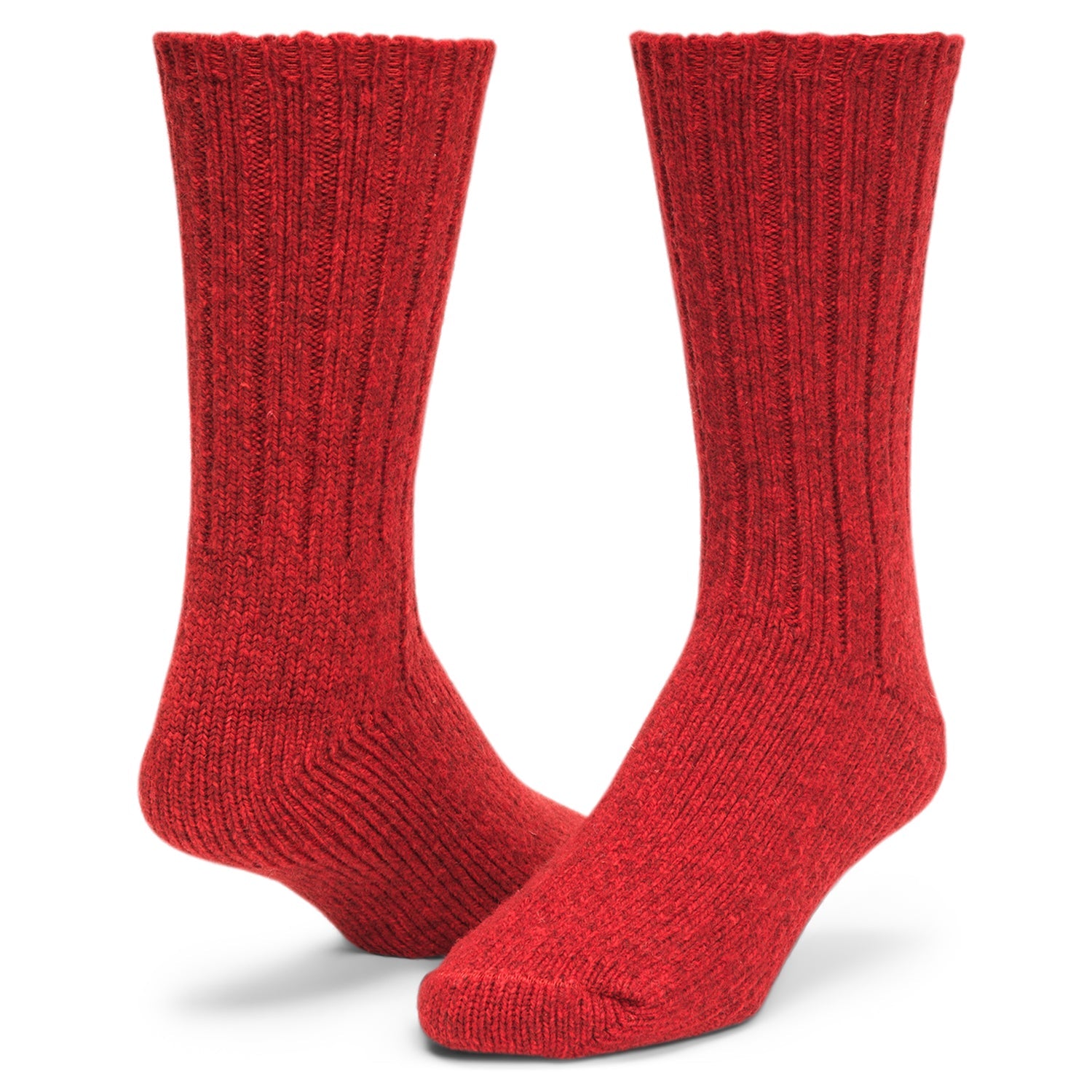 El-Pine Crew Heavyweight Wool Sock - Red Heather full product perspective - made in The USA Wigwam Socks