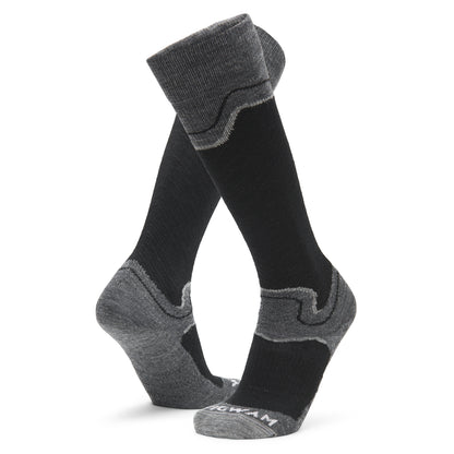 Snow Junkie Ultra Lightweight Over-The-Calf Sock - Black full product - made in The USA Wigwam Socks