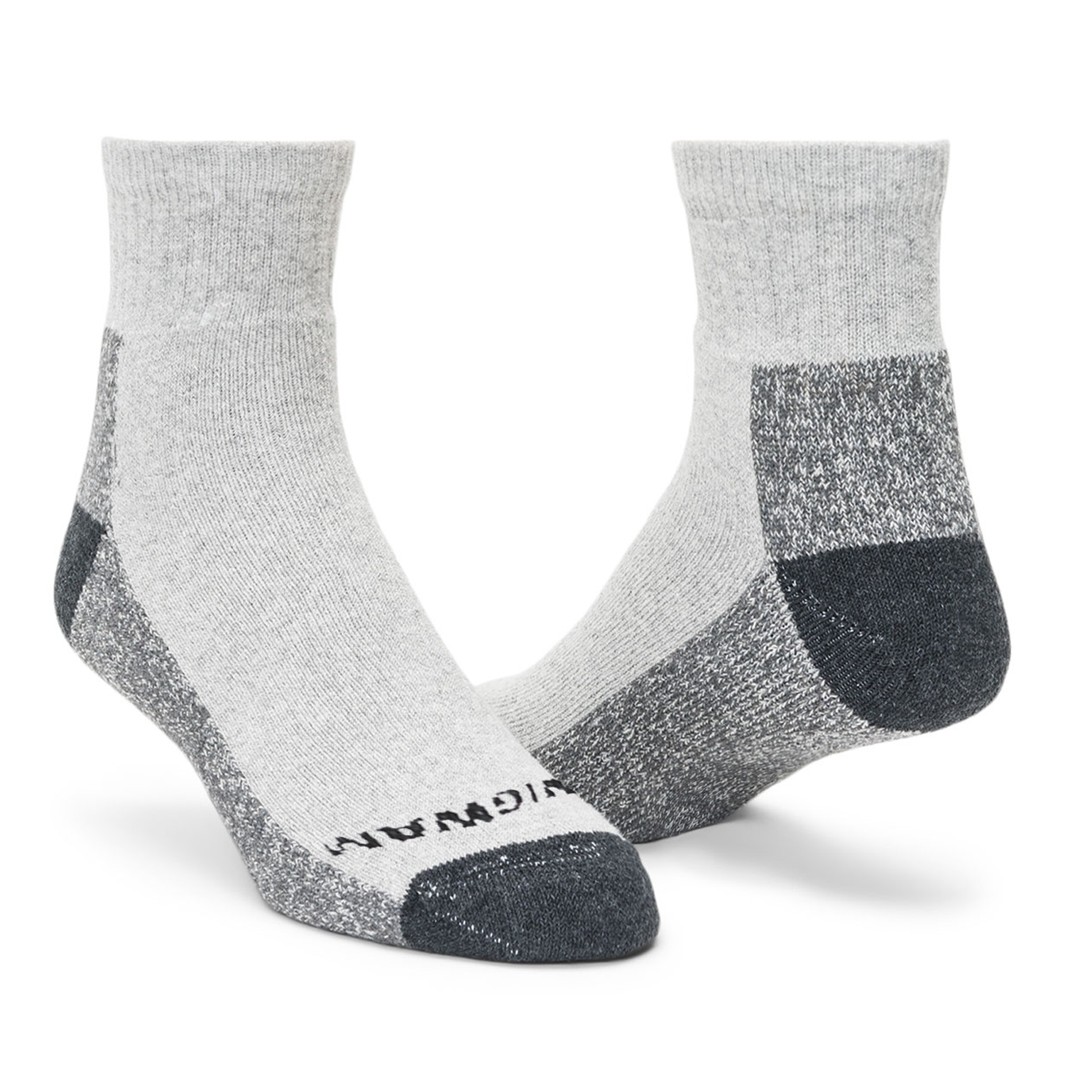 At Work Quarter 3-Pack Cotton Socks - Grey full product perspective - made in The USA Wigwam Socks