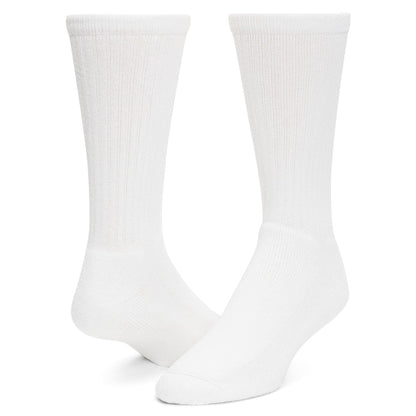 Super 60® Crew 6-pack Midweight Cotton Socks - White full product perspective - made in The USA Wigwam Socks