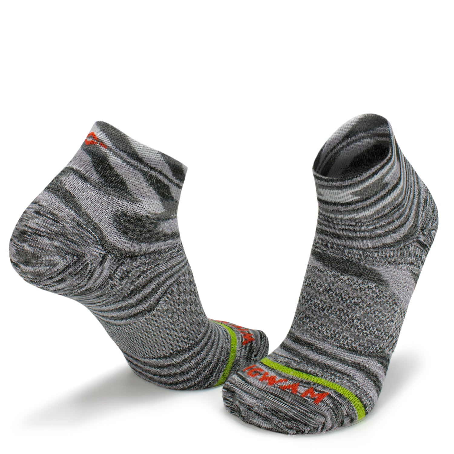 Bravura Quarter Lightweight Sock - Granite full product perspective - made in The USA Wigwam Socks