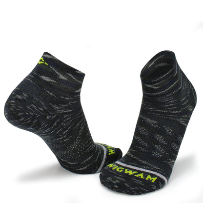 Bravura Quarter Lightweight Sock - Onyx full product perspective - made in The USA Wigwam Socks