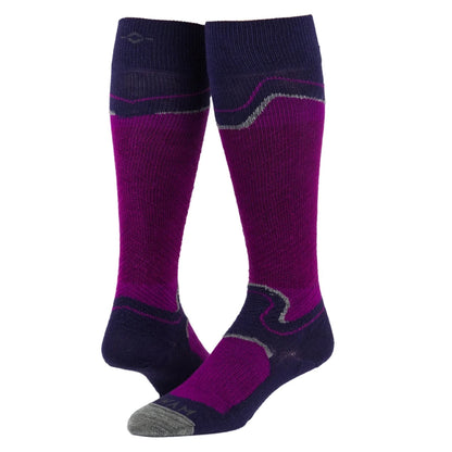 Snow Junkie Lightweight Compression Over-The-Calf Sock - Hot Magenta full product perspective - made in The USA Wigwam Socks