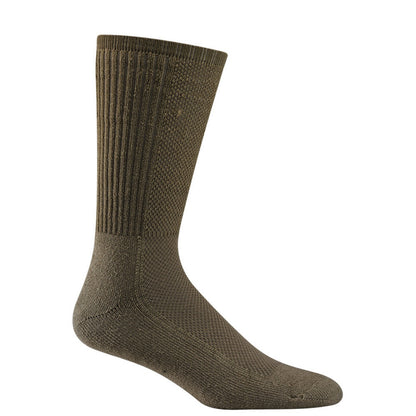 Hot Weather Dress Crew Sock - Coyote Brown full product perspective - made in The USA Wigwam Socks