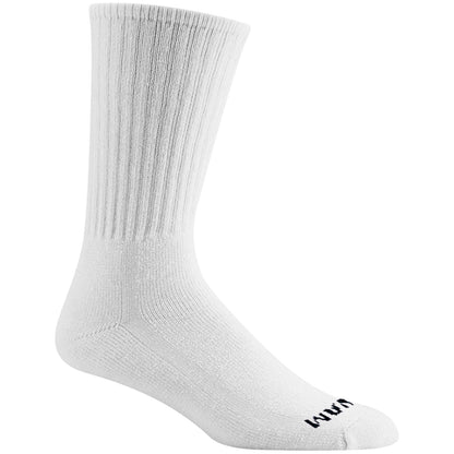 Super 60® Crew 3-Pack Midweight Cotton Athletic Socks - White full product perspective - made in The USA Wigwam Socks