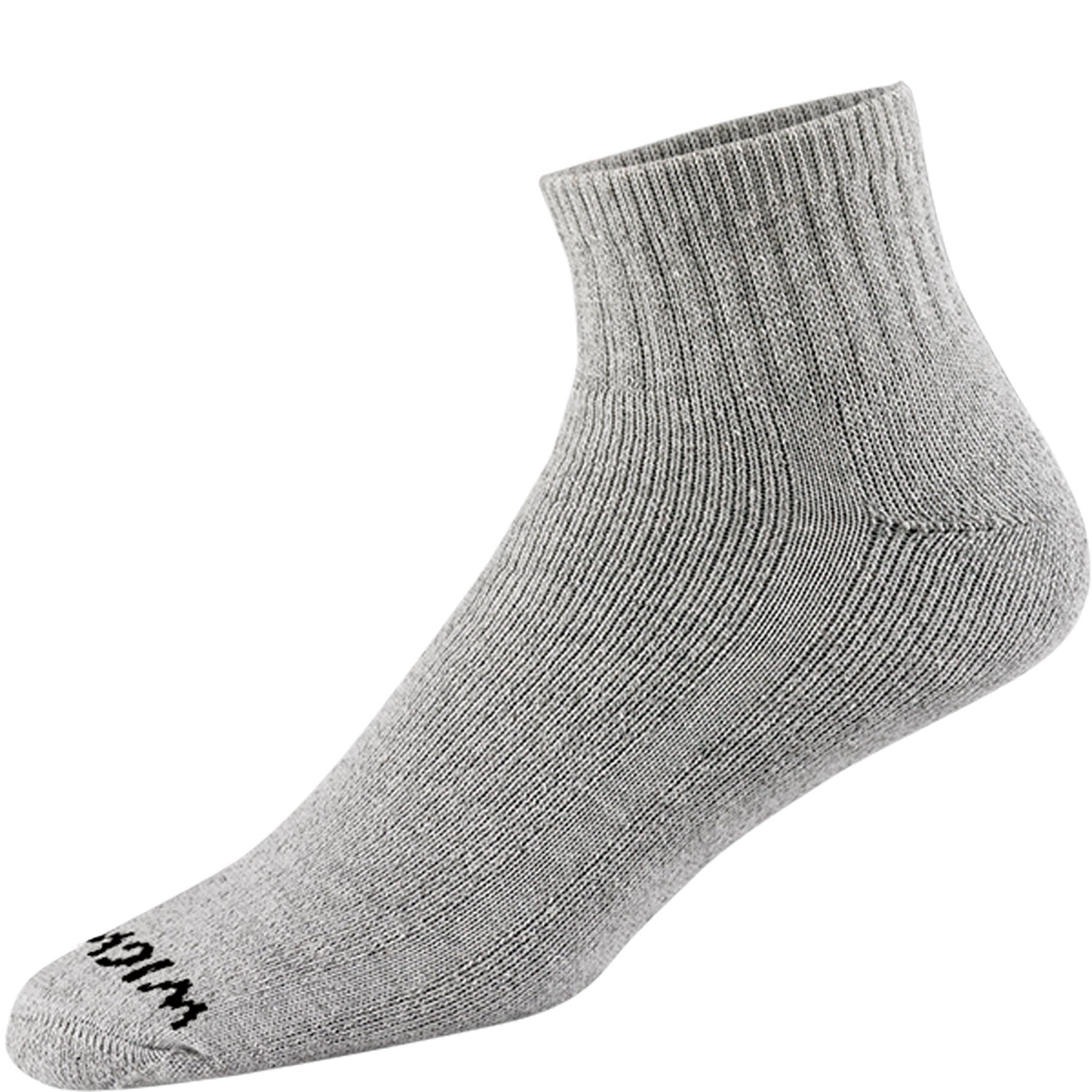 Super 60® Quarter 3-Pack Midweight Cotton Socks - Grey full product perspective - made in The USA Wigwam Socks