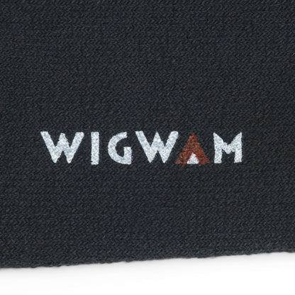 Volley Midweight Cotton Crew Sock - Black knit-in logo - made in The USA Wigwam Socks