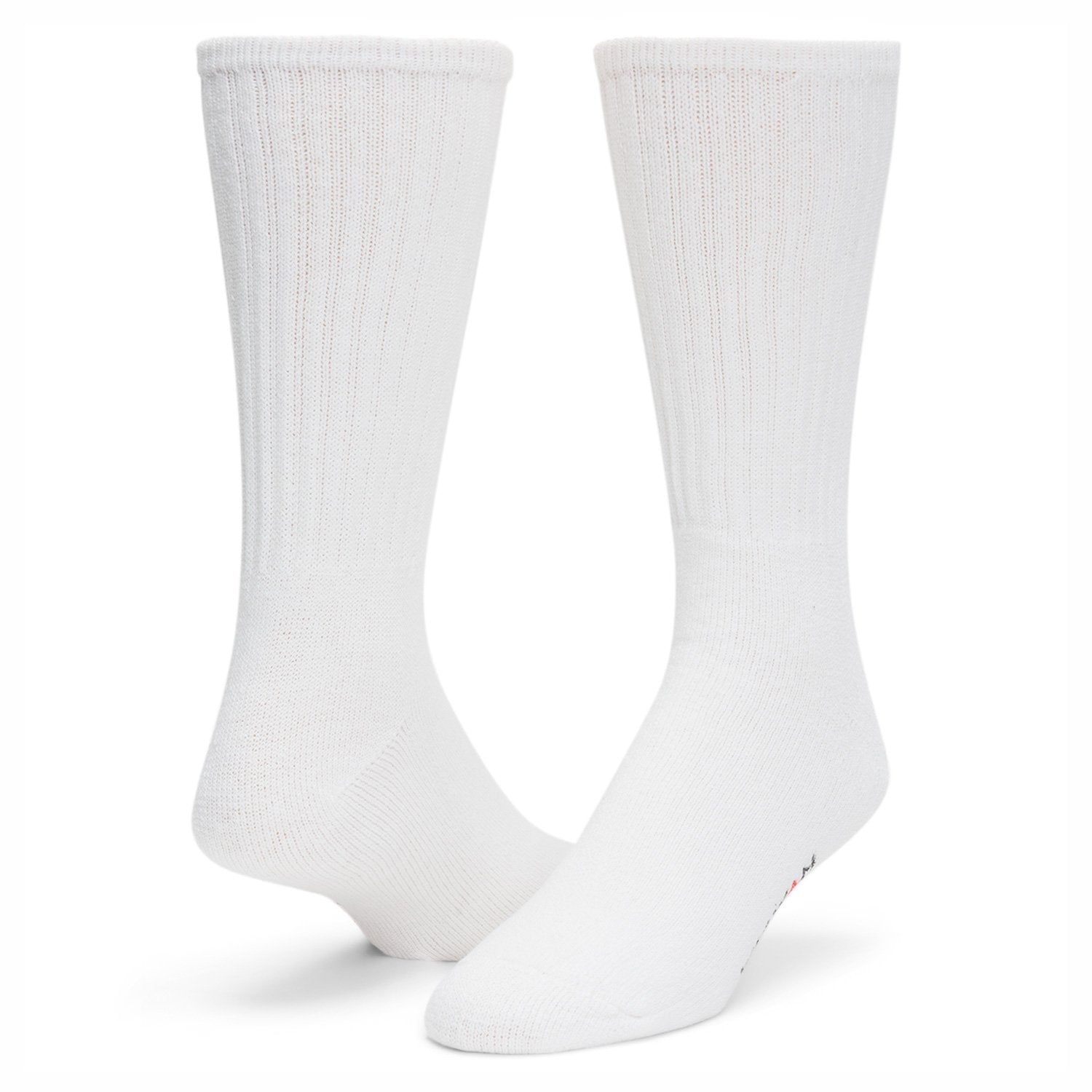 Volley Midweight Cotton Crew Sock - White full product perspective - made in The USA Wigwam Socks