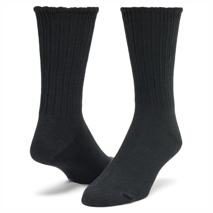 Master Lightweight Cotton Crew Sock - Black full product perspective - made in The USA Wigwam Socks