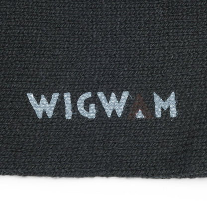 Master Lightweight Cotton Crew Sock - Black knit-in logo - made in The USA Wigwam Socks