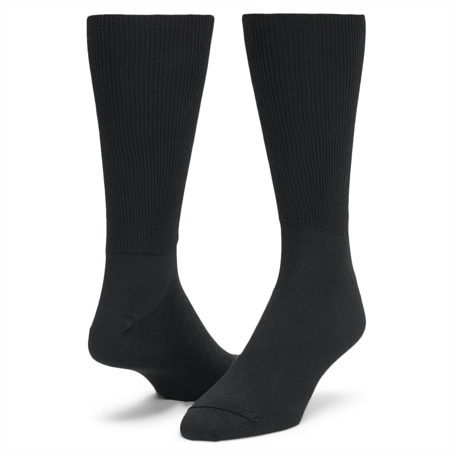 Diabetic Walker Ultra-lightweight Crew  Sock - Black full product perspective - made in The USA Wigwam Socks