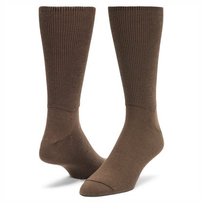 Diabetic Walker Ultra-lightweight Crew  Sock - Brown full product perspective - made in The USA Wigwam Socks