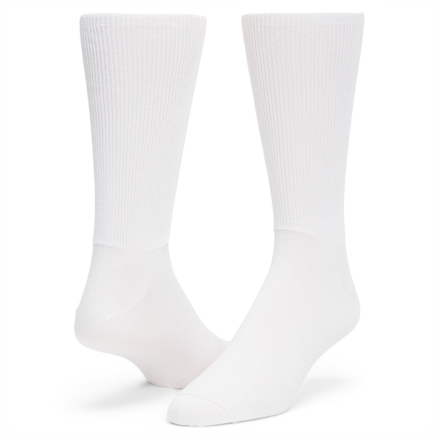 Diabetic Walker Ultra-lightweight Crew  Sock - White full product perspective - made in The USA Wigwam Socks