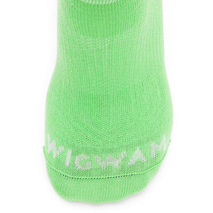 Catalyst Ultra-lightweight Low Cut Sock - Lime Macaw toe perspective - made in The USA Wigwam Socks