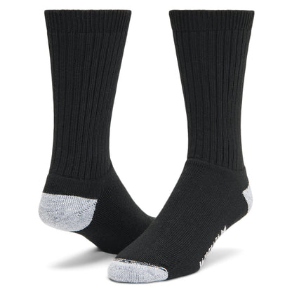 Diabetic Sport Crew Midweight Sock - Black full product perspective - made in The USA Wigwam Socks