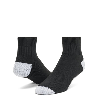 Diabetic Sport Quarter Midweight Sock - Black full product perspective - made in The USA Wigwam Socks
