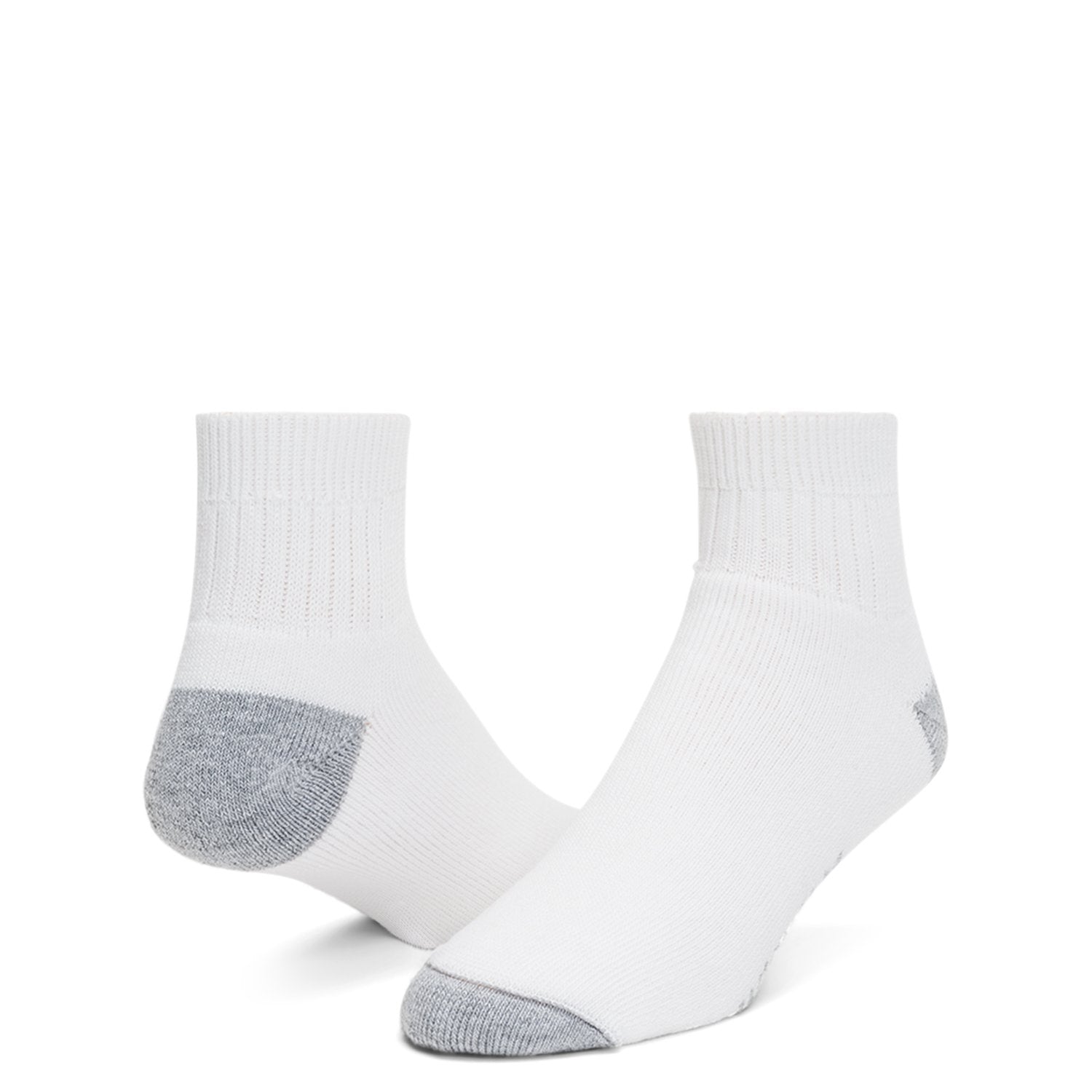 Diabetic Sport Quarter Midweight Sock - White full product perspective - made in The USA Wigwam Socks