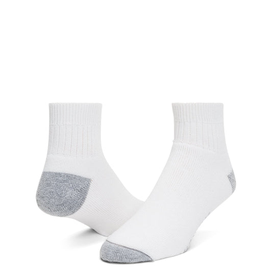 Diabetic Sport Quarter Midweight Sock - White full product perspective