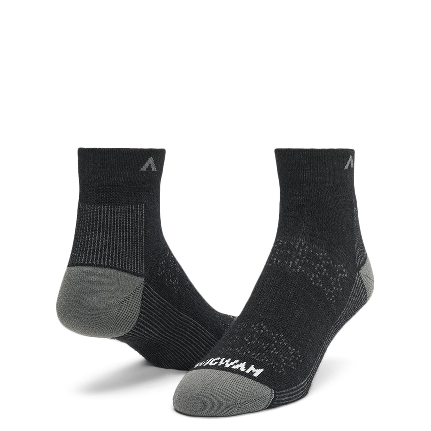 Arbor NXT Quarter - Black full product perspective - made in The USA Wigwam Socks
