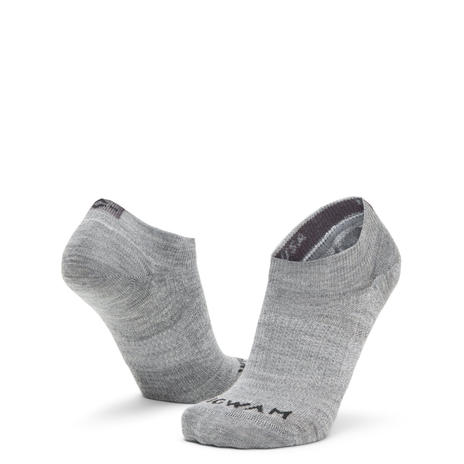 Axiom No Show Sock With Merino Wool - Grey full product perspective - made in The USA Wigwam Socks