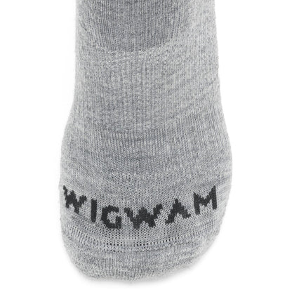 Axiom Mid Crew Sock With Merino Wool - Grey toe perspective - made in The USA Wigwam Socks